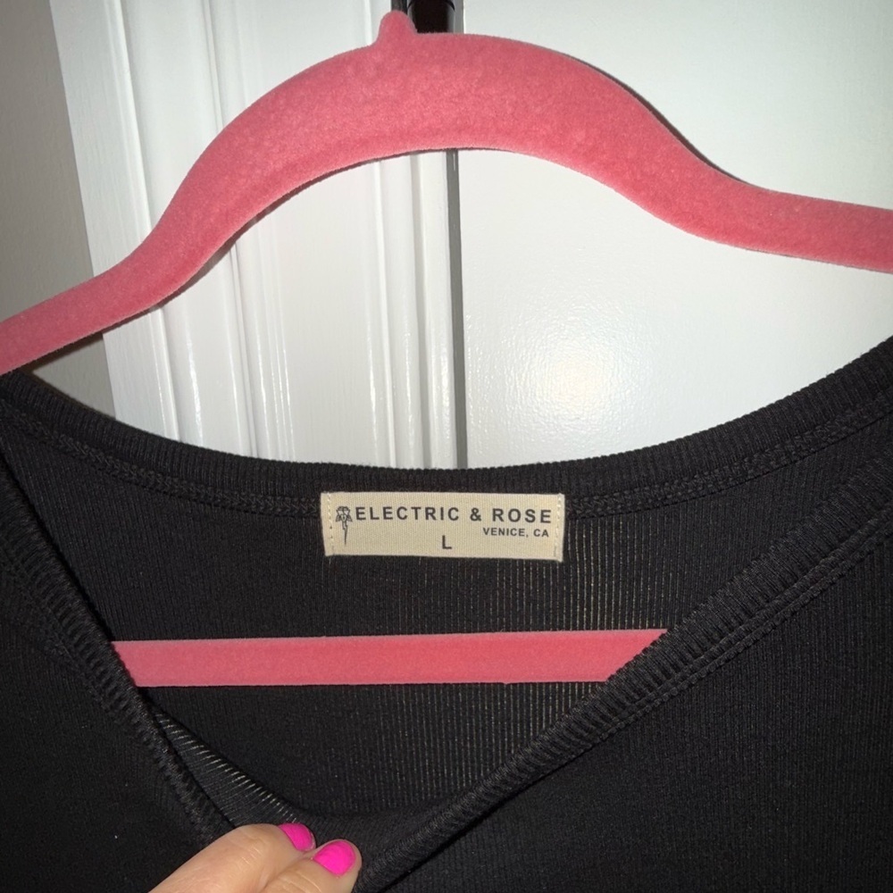 Electric & Rose Black ribbed dress large EUC - Picture 3 of 6
